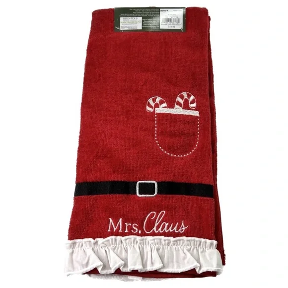 St. Nicholas Square Holiday Season Mr & Mrs Claus Hand Towel 2-pack Set NEW - Picture 3 of 4
